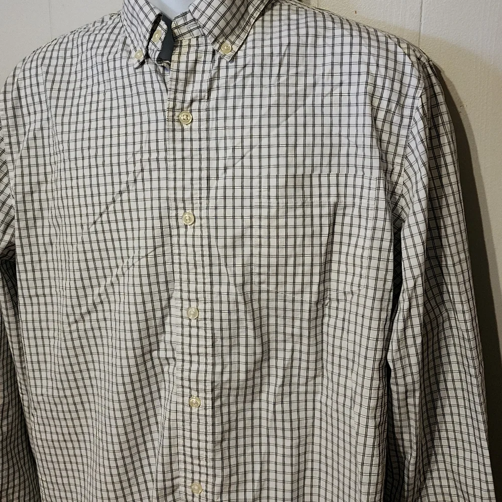 Chaps Stretch Easy Care Button Front Shirt Large Men's Long Sleeve Checked  A948